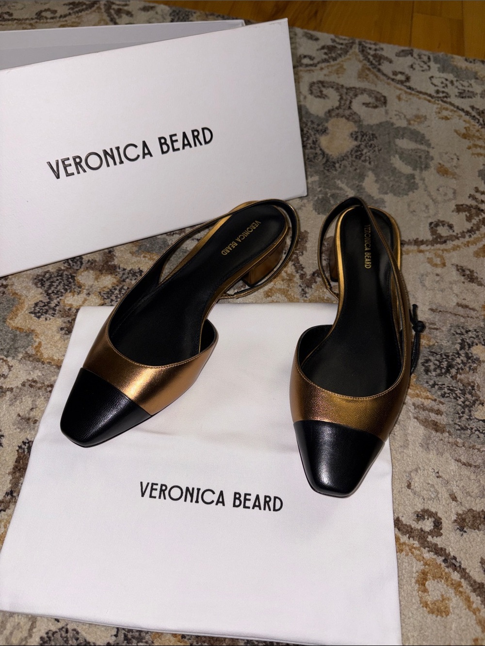 Veronica Beard Bronze and Black Slingback